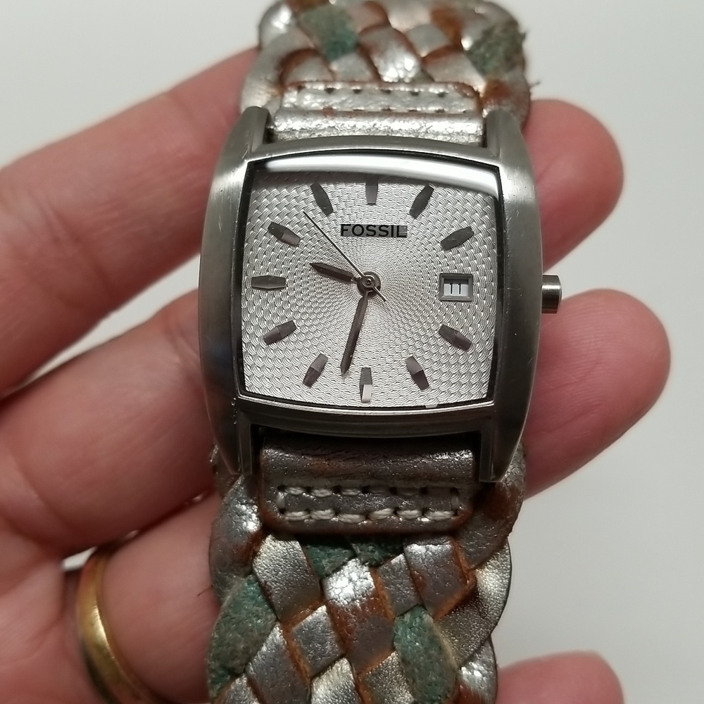 {Fossil} JR-8838 Leather Strap Stainless Steel Analog Watch - Picture 5 of 11